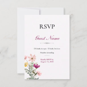 Wildflower Romance RSVP Card Pink Floral