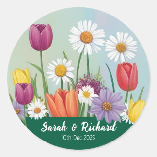 Wildflower Romantic Garden Spring Wedding Classic Round Sticker