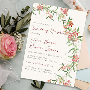Wildflower Rose Spring Garland Wedding Reception Invitation