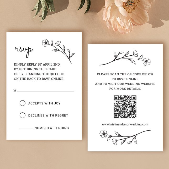 Wildflower RSVP Card with QR Code (Wildflower RSVP Card with QR Code)