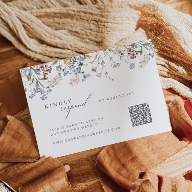 Wildflower RSVP card with QR code Floral Boho (Creator Uploaded)
