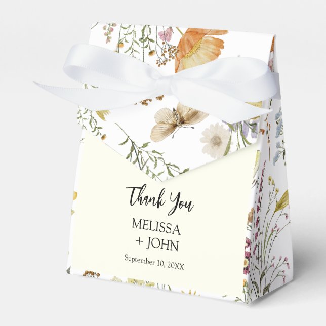 Wildflower Rustic Boho Wedding Favour Box (Front Side)