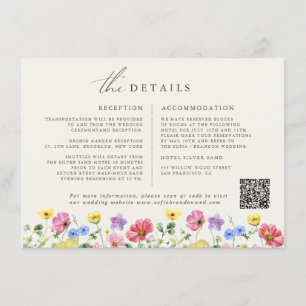 Wildflower Rustic Chic Floral Boho Country Wedding Enclosure Card