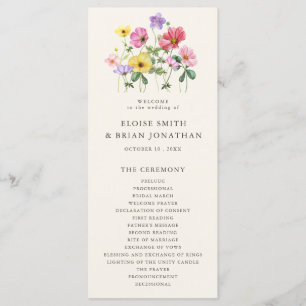 Wildflower Rustic Chic Floral Boho Country Wedding Program