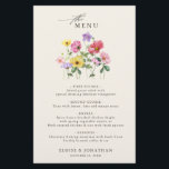 Wildflower Rustic Chic Floral Boho Wedding Menu<br><div class="desc">Celebrate your love story with this elegant floral budget wedding menu featuring a charming watercolor wild flower design and modern calligraphy script. Perfect for a garden wedding, outdoor ceremony, or rustic boho celebration, this design blends whimsical floral elements with timeless elegance. Ideal for summer or spring weddings, the vibrant botanical...</div>