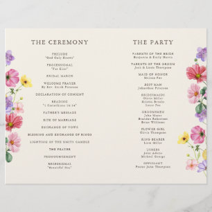 Wildflower Rustic Chic Floral Boho Wedding Program