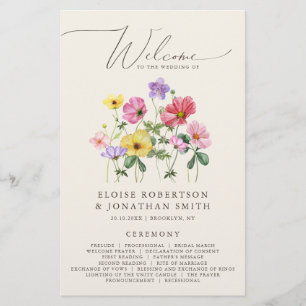 Wildflower Rustic Chic Floral Boho Wedding Program