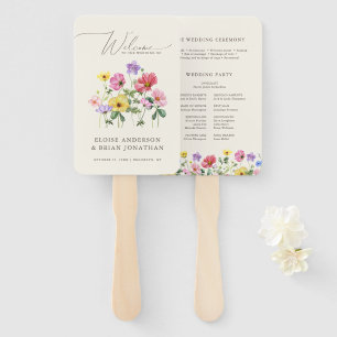 Wildflower Rustic Chic Floral Boho Wedding Program Hand Fan