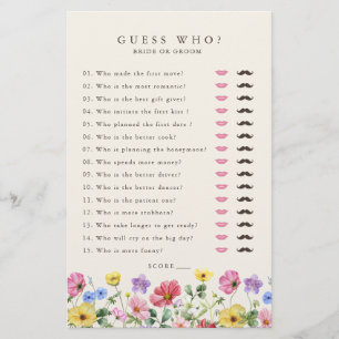 Wildflower Rustic Chic Floral Bridal Shower Game