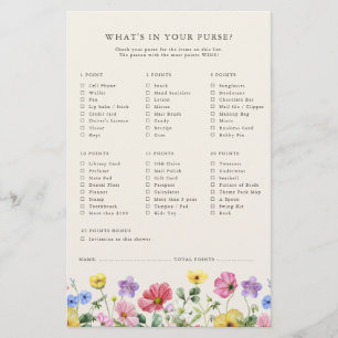 Wildflower Rustic Chic Floral  Bridal Shower Game