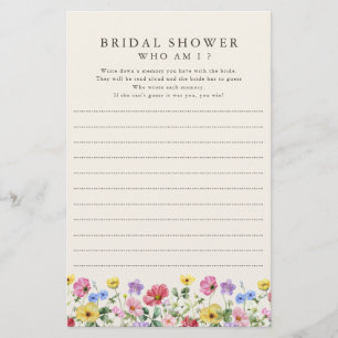 Wildflower Rustic Chic Floral  Who Am I Game     