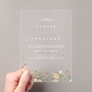 Wildflower Rustic Country Boho Floral Chic Wedding Acrylic Invitations