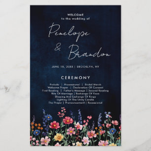 Wildflower Rustic Country Boho Wedding Program