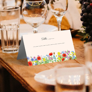 Wildflower Rustic Country Floral Folded Place Card