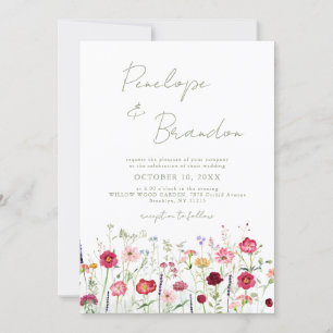 Wildflower Rustic Country Floral Garden Wedding Invitation