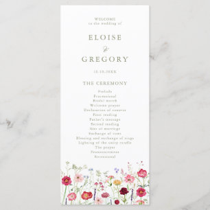 Wildflower Rustic Country Floral Garden Wedding Program
