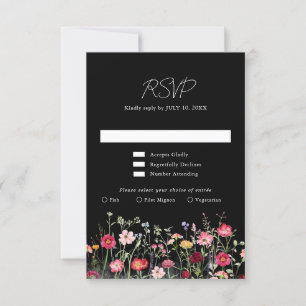 Wildflower Rustic Country Floral Garden Wedding RSVP Card