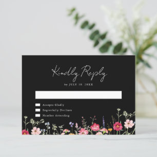 Wildflower Rustic Country Floral Garden Wedding RSVP Card