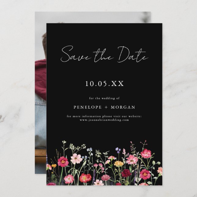 Wildflower Rustic Country Floral Garden Wedding Save The Date (Front/Back)