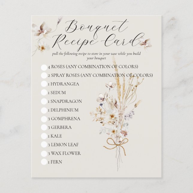 Wildflower Rustic Elegant Bridal Shower Game (Front)