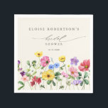 Wildflower Rustic Floral  Country Bridal shower Napkin<br><div class="desc">Celebrate your love story with this elegant floral country boho bridal shower featuring a charming watercolor wild flower design and modern calligraphy script. Perfect for a garden wedding, outdoor ceremony, or rustic boho celebration, this design blends whimsical floral elements with timeless elegance. Ideal for summer or spring weddings, the vibrant...</div>