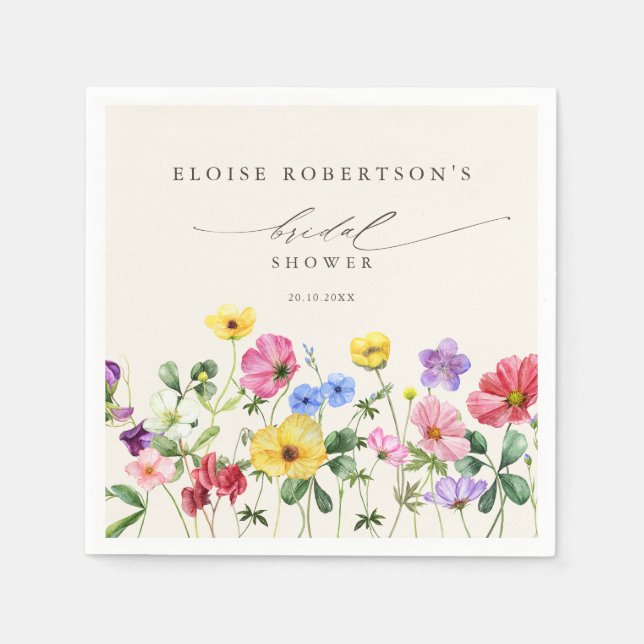 Wildflower Rustic Floral  Country Bridal shower Napkin (Front)