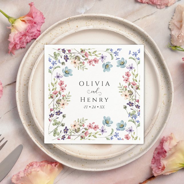  Wildflower Rustic Floral Wedding Napkin (Creator Uploaded)