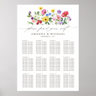 Wildflower Rustic Floral Wedding Seating Chart