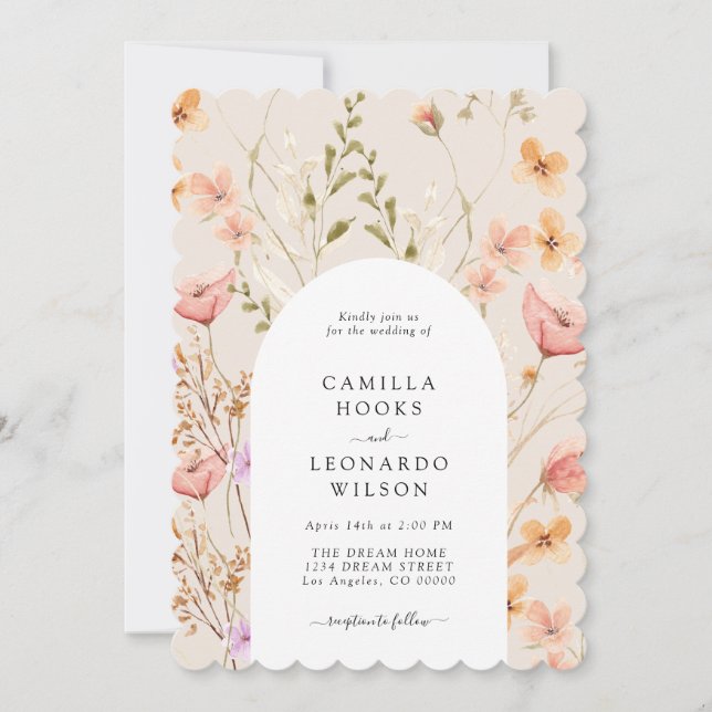 Wildflower Rustic Wildflower Wedding Photo  Invitation (Front)