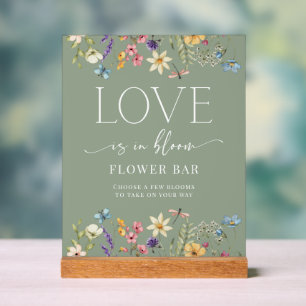 Wildflower Sage Bridal Shower Flower Bar Sign