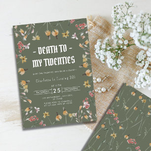 Wildflower Sage Death to My Twenties 30th Birthday Invitation