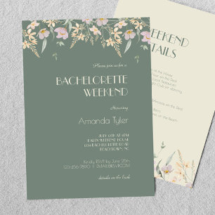Wildflower Sage Deco Bachelorette Weekend Invitation