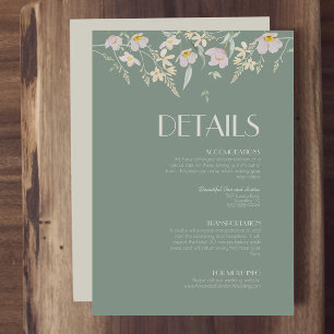 Wildflower Sage Deco Wedding Details Enclosure Card
