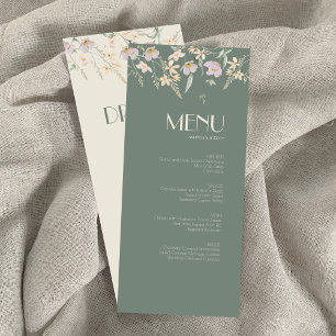 Wildflower Sage Deco Wedding Dinner and Drink Menu