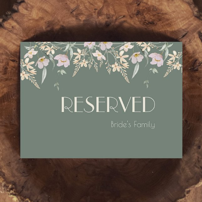 Wildflower Sage Deco Wedding Reserved Sign (Creator Uploaded)