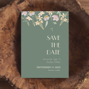 Wildflower Sage Deco Wedding Save The Date