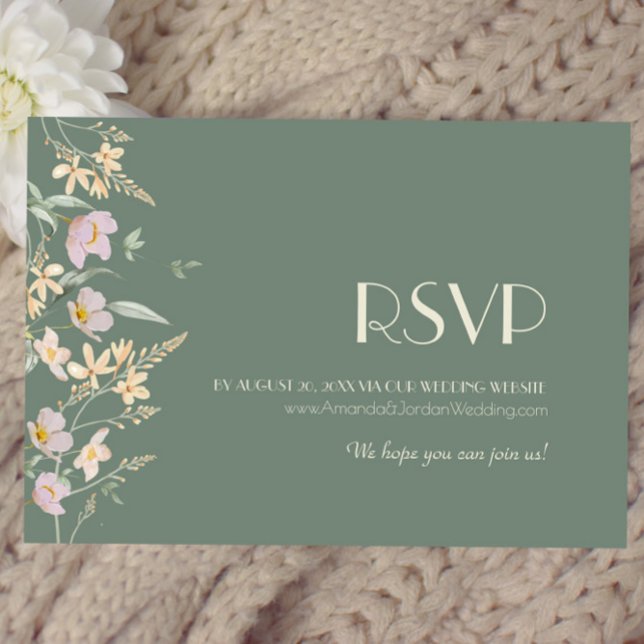 Wildflower Sage Deco Wedding Website RSVP (Creator Uploaded)