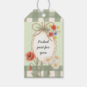 Wildflower Sage Gingham Quote Gift Tags