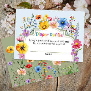 Wildflower Sage Green Baby in Bloom Diaper Raffle Enclosure Card
