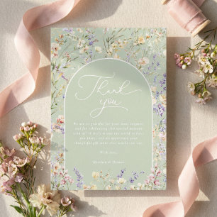 Wildflower Sage Green Baby Shower Thank You Card