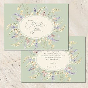 Wildflower Sage Green Baby Shower Thank You Card