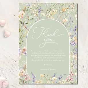 Wildflower Sage Green Baby Shower Thank You Card