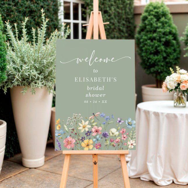 Wildflower Sage Green Bridal Shower Welcome Poster (Creator Uploaded)