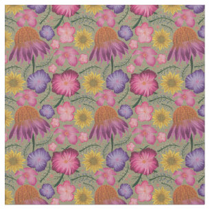 Wildflower Sage Green Floral Pattern Fabric