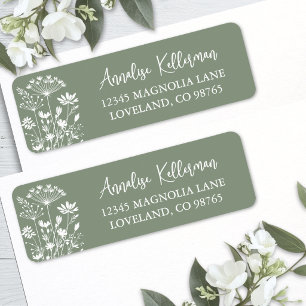 Wildflower Sage Green Return Address Label