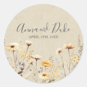 Wildflower Script Classic Round Sticker
