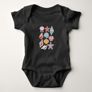 Wildflower Seashell Clam Summer Vibes Floral Beach Baby Bodysuit