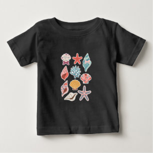Wildflower Seashell Clam Summer Vibes Floral Beach Baby T-Shirt