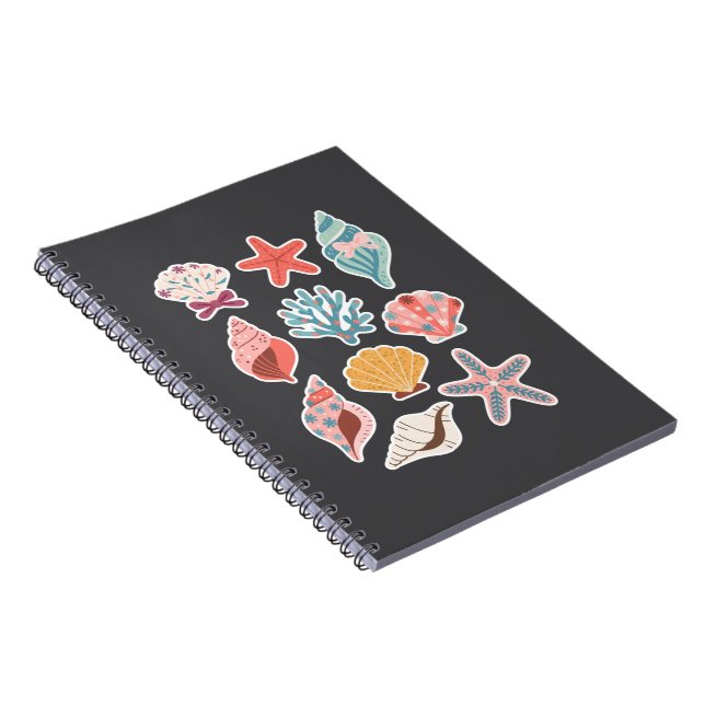 Wildflower Seashell Clam Summer Vibes Floral Beach Notebook (Right Side)