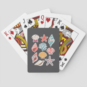 Wildflower Seashell Clam Summer Vibes Floral Beach Playing Cards